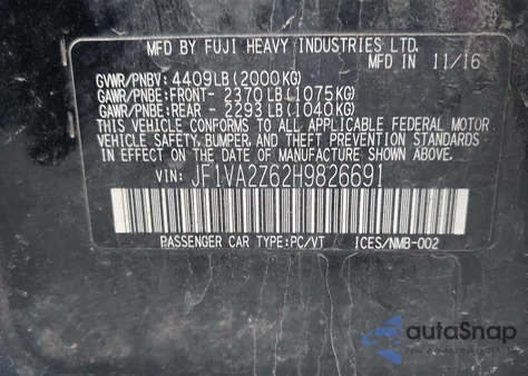 2017 Subaru Wrx Sti Limited from USA, damaged, VIN JF1VA2Z62H9826691